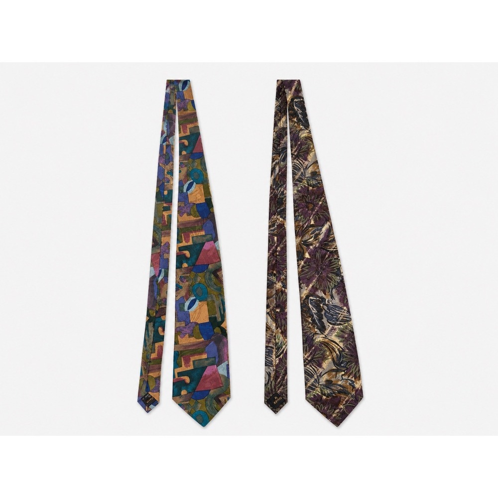 Lot of 2 Fendi Cravatte & J Garcia Mens Silk Ties Abstract Floral Geometric